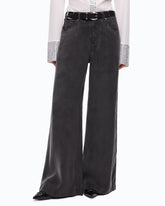 Palazzo trousers in peachskin-feel twill - | Pinko