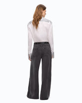 Palazzo trousers in peachskin-feel twill - | Pinko