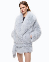 Faux fur blouson jacket with belt - | Pinko