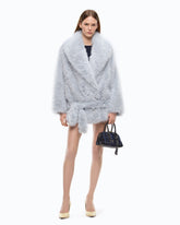 Faux fur blouson jacket with belt - | Pinko