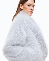 Faux fur blouson jacket with belt - | Pinko