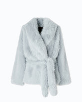 Faux fur blouson jacket with belt - | Pinko