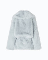Faux fur blouson jacket with belt - | Pinko