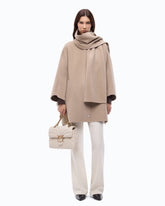 Cape in double-layered wool-blend cloth with scarf - Grey | Pinko