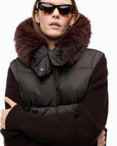 Short down jacket with detachable sleeves - Brown | Pinko