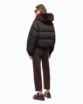 Short down jacket with detachable sleeves - Brown | Pinko