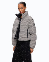 Tweed down jacket with detachable sleeves - Multicolor Black-White | Pinko