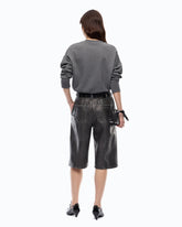 Vintage-effect canvas Bermuda shorts - Dark Grey | Pinko