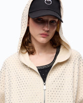 Fully rhinestoned hoodie with zip - | Pinko