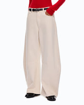 Barrel-fit bull denim jeans - Beige | Pinko