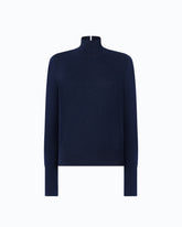Wool and cashmere turtleneck sweater - Blue | Pinko