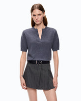 V-neck sweater in wool and cashmere - Dark Grey | Pinko