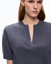 V-neck sweater in wool and cashmere - Dark Grey | Pinko