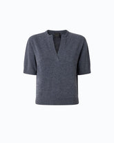 V-neck sweater in wool and cashmere - Dark Grey | Pinko