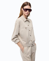 Relaxed-fit overshirt in full Milano-knit fabric - Beige | Pinko