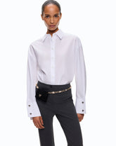 Poplin shirt with jewel cuffs - | Pinko