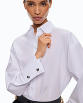 Poplin shirt with jewel cuffs - | Pinko