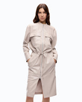 Leather-effect midi dress with zip - Grey | Pinko