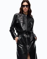 Leather-effect midi dress with zip - | Pinko