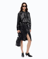 Leather-effect midi dress with zip - | Pinko