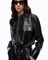 Leather-effect midi dress with zip - | Pinko
