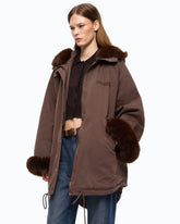 Cotton parka with faux fur details - | Pinko