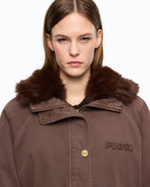 Cotton parka with faux fur details - | Pinko
