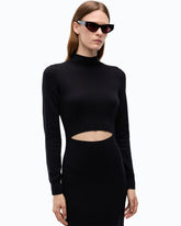 Long wool-blend dress with cut-out - | Pinko