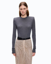 Merino wool sweater with removable shoulder pads - | Pinko
