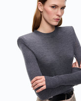 Merino wool sweater with removable shoulder pads - | Pinko