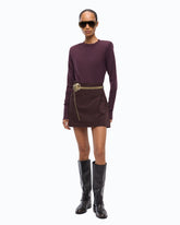 Merino wool sweater with removable shoulder pads - Purple | Pinko