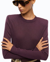 Merino wool sweater with removable shoulder pads - Purple | Pinko