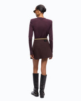 Merino wool sweater with removable shoulder pads - Purple | Pinko