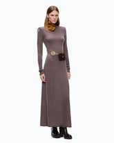 Long turtleneck dress in merino wool - | Pinko