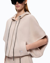 Fleece jacket with hood and chain - | Pinko