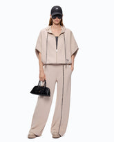 Wide-leg trousers with drawstring and chain - Beige | Pinko