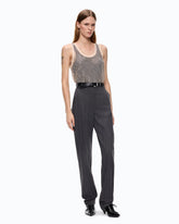 Pinstriped stretch wool-blend cigarette trousers - | Pinko
