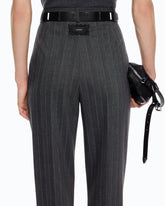Pinstriped stretch wool-blend cigarette trousers - | Pinko