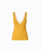 Vest top in silk and cashmere blend with lace neck - | Pinko
