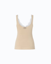 Vest top in silk and cashmere blend with lace neck - | Pinko