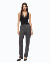 Vest top in silk and cashmere blend with lace neck - Black | Pinko