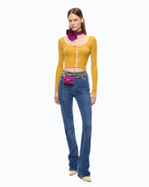 Cropped cardigan in silk and cashmere blend with lace - | Pinko