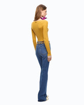 Cropped cardigan in silk and cashmere blend with lace - | Pinko