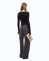 Cropped cardigan in silk and cashmere blend with lace - | Pinko
