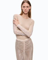 Ribbed sweater with lace - | Pinko