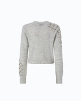 Wool- and alpaca-blend sweater with jewel motif - Grey | Pinko