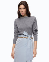 Wool-blend sweater with jewel collar - | Pinko