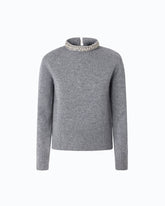 Wool-blend sweater with jewel collar - | Pinko