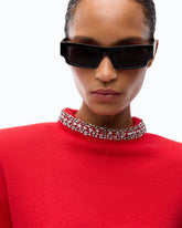 Wool-blend sweater with jewel collar - | Pinko