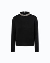 Wool-blend sweater with jewel collar - | Pinko